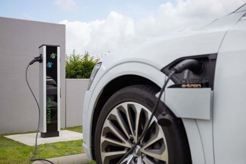 Lumosa Energy products | Business EV Charger Audi E-Tron side view