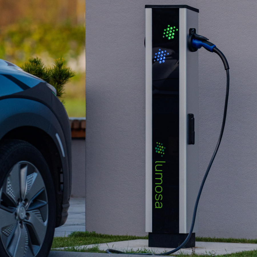 NL Lumosa HQ Energy Business EV Charger With Car Wheel