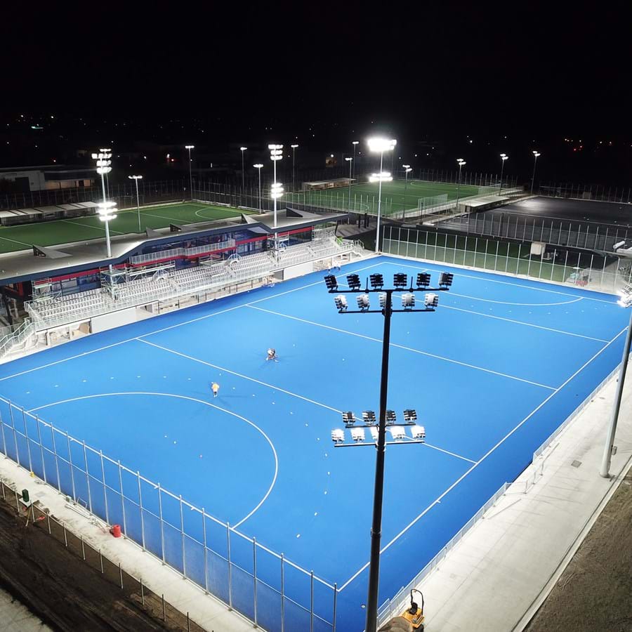 NZ North Harbour LED Lighting Sport Hockey Stadium Drone Low