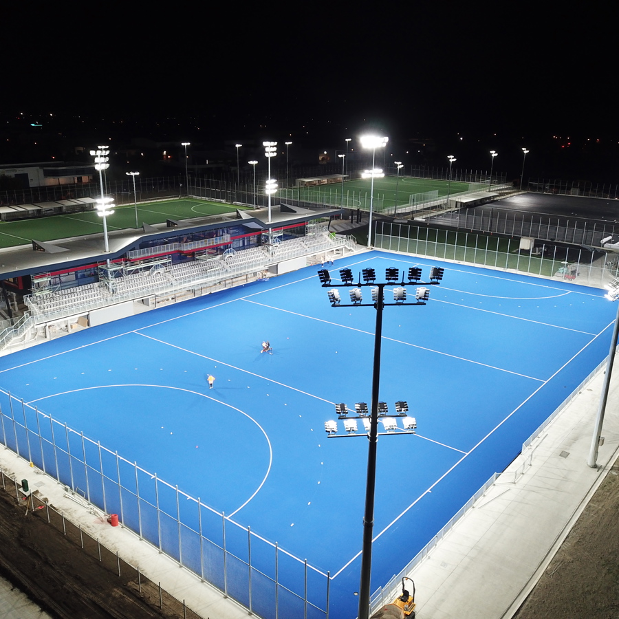 NZ North Harbour LED Lighting Sport Hockey Stadium Drone Low