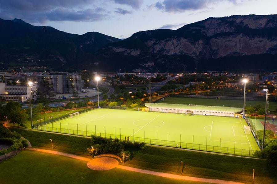 Led lighting sport | football field with sky view Trento