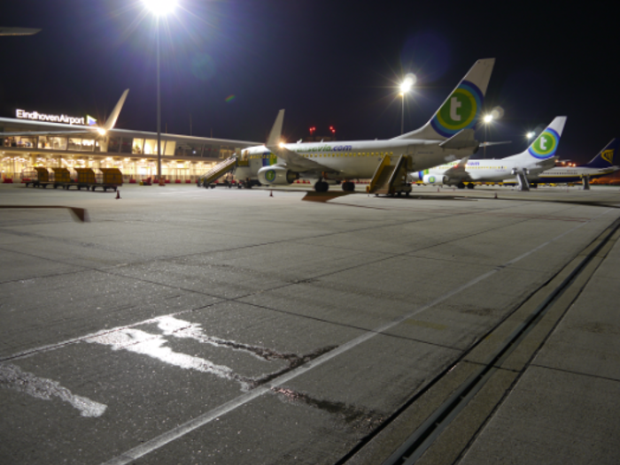 LED lighting industry | back view aircraft runway Eindhoven Airport